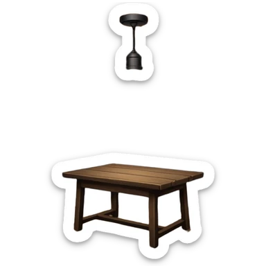 A dark room  with old table and over light  sticker