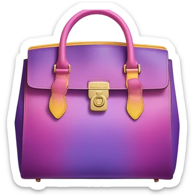 Realistic front facing pair of purple pink yellow ombre Michael Kors satchel purse isolated.  sticker