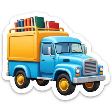 a book with a truck illustration on the cover sticker