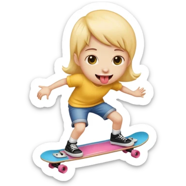 tongue out emoji on a skate board sticker