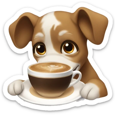 Draw a dog drinking cappuccino  sticker