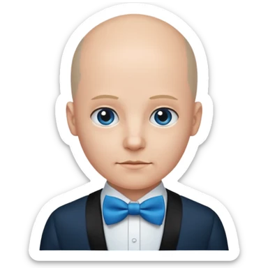 Bald with blue bow tie, balck dress sticker