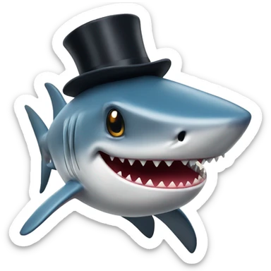 Shark with a top hat sticker