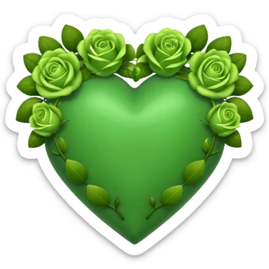 Green Heart with green roses  sticker
