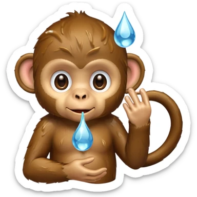 Monkey water drop sticker