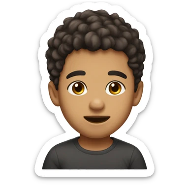 messy edgar haircut, nice jawline, boy, baby face, lightskin skincolor sticker