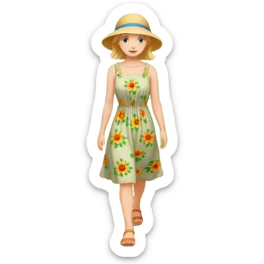 somone walking in a garden on a path with flower and trees around her sticker