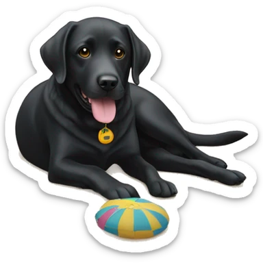 Beach with a black lab sticker