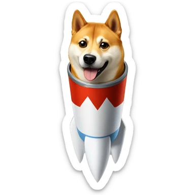 doge dog on the rocket sticker