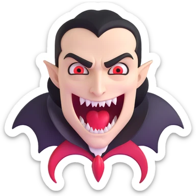 Vampire with sharp extended fangs sticker