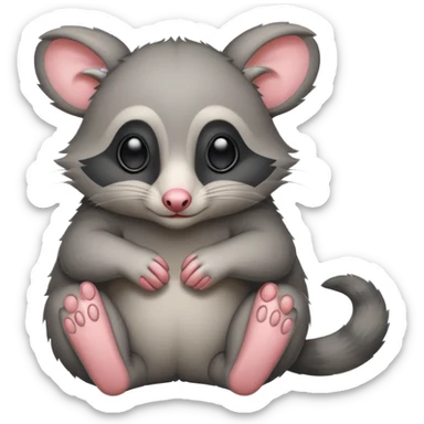 Possum cover its eyes with its paws  sticker