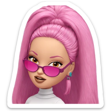 pink-haired girl in sunglasses sticker