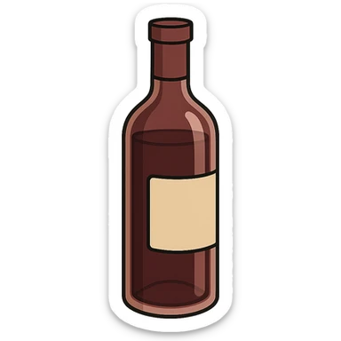 flat toon style wine bottle sticker