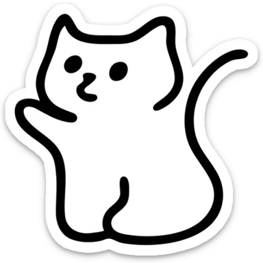 Curious cat looking up with one paw raised sticker