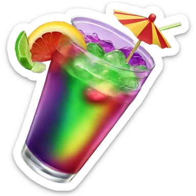 Realistic New Orleans Purple and Green,Red,Yellow,Pink,Hurricane Cocktail sticker
