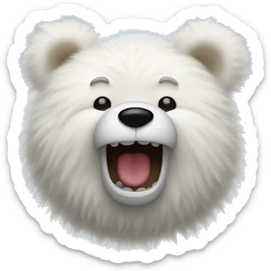 White fuzzy teddy bear gasping sticker