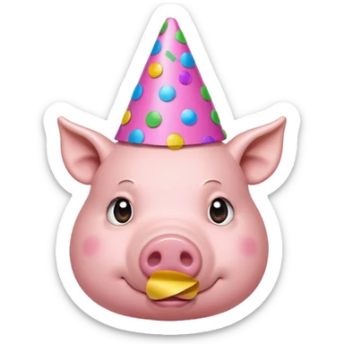 Party Pig – small pig with cone party hat and confetti sticker