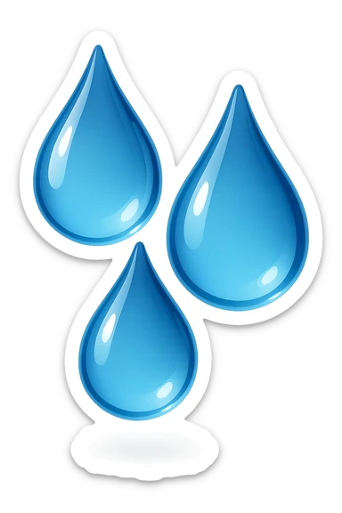 emoji 3d stile iphone che rappresenta 3 GOCCE DI ACQUA 3d sticker