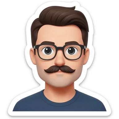 emoji with moustache optical glasses sticker