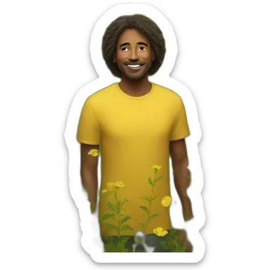 standing in field of yellow flowers sticker