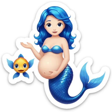very heavily pregnant overdue mermaid sticker