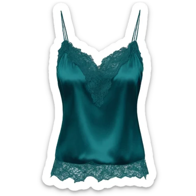 Hyper Realistic dark teal  silk lace camisole blouse top. sticker