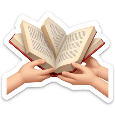 hands passing a book to another person, kind and inviting sticker