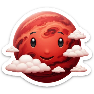 Crimson red planet with clouds sticker