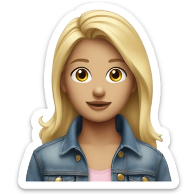 blonde girl in denim jacket sticker
