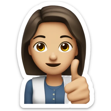 Brunette girl thumbs up annoyed sticker