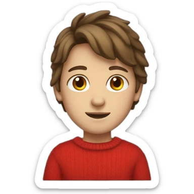 white teen brown hair red sweater sticker