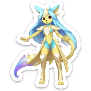 Anthro Sona Colorful Celestial Shiny Fakemon Full Body sticker