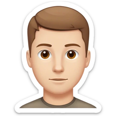 white guy, brown crew cut hair sticker