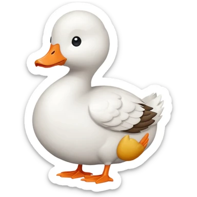 Plush toy goose, white sticker