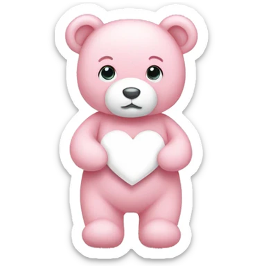 Light pink teddy bear with white heart sticker
