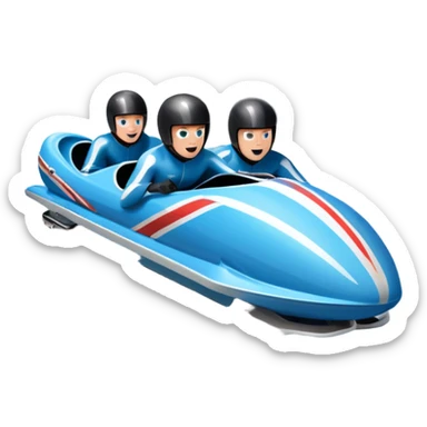 An icon featuring a sleek bobsled with athletes racing down an icy track at high speed, helmets on and bodies aligned for aerodynamics. Surrounded by icy curves, snowbanks, and a wintry mountain backdrop. Transparent background captures the thrill and precision of bobsleigh. sticker
