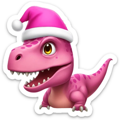 dinosaur in pink santa hat sticker