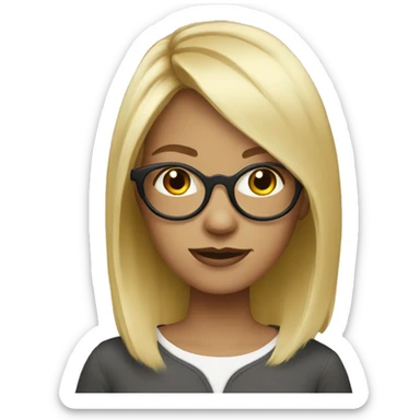 Blonde girl with round black glasses sticker