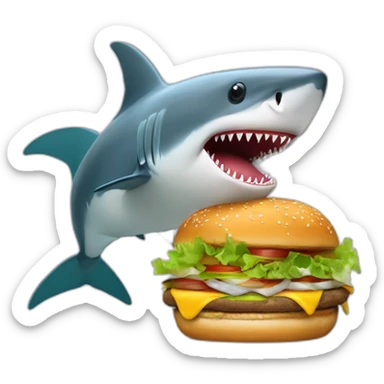 Un requin qui mange un burger et danse sticker
