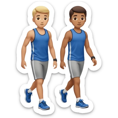 two boys walking, wearing gym clothes, full body sticker