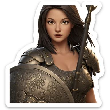 girl in armor with weapon sticker