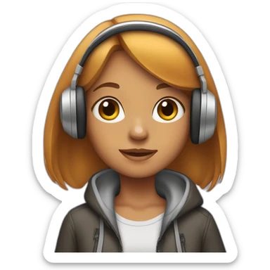 Girl with beagle in headphones sticker