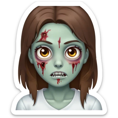 Zombie girl with brown hair brown eyes straight hair white skin sticker