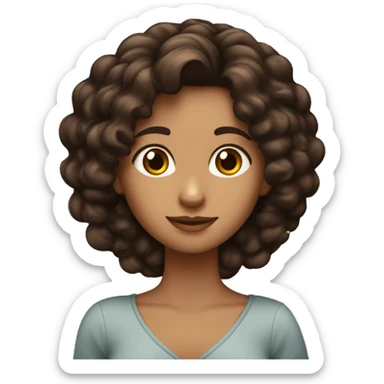 Una chica morena de pelo rizado marrón oscuro  sticker