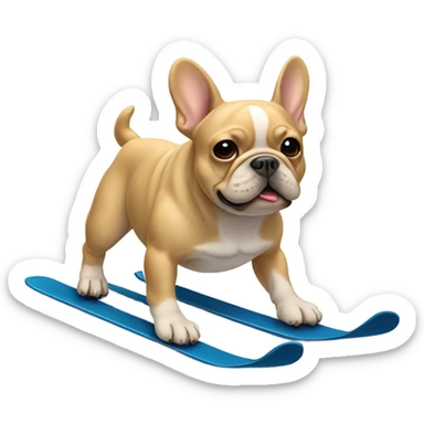 Tan French bulldog skiing sticker