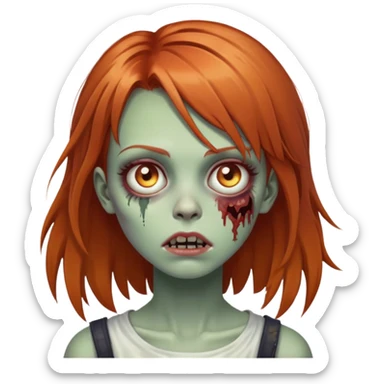 zombie girl with ginger hair and side fringe sticker