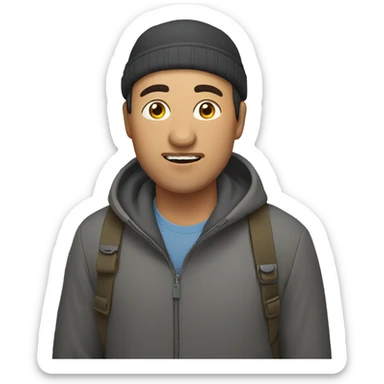 Kyrgyz man have a surprised sticker