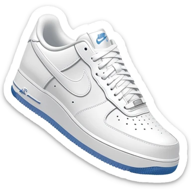Pristine white Nike Air Force 1 with visible Nike swoosh logo sticker