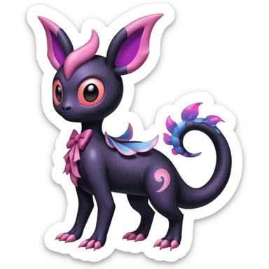 Shiny Duskull-Salandit-Sylveon-Fakémon-hybrid-creature (full body)  sticker