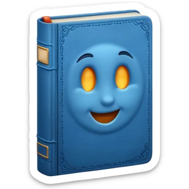 A thick blue book sticker